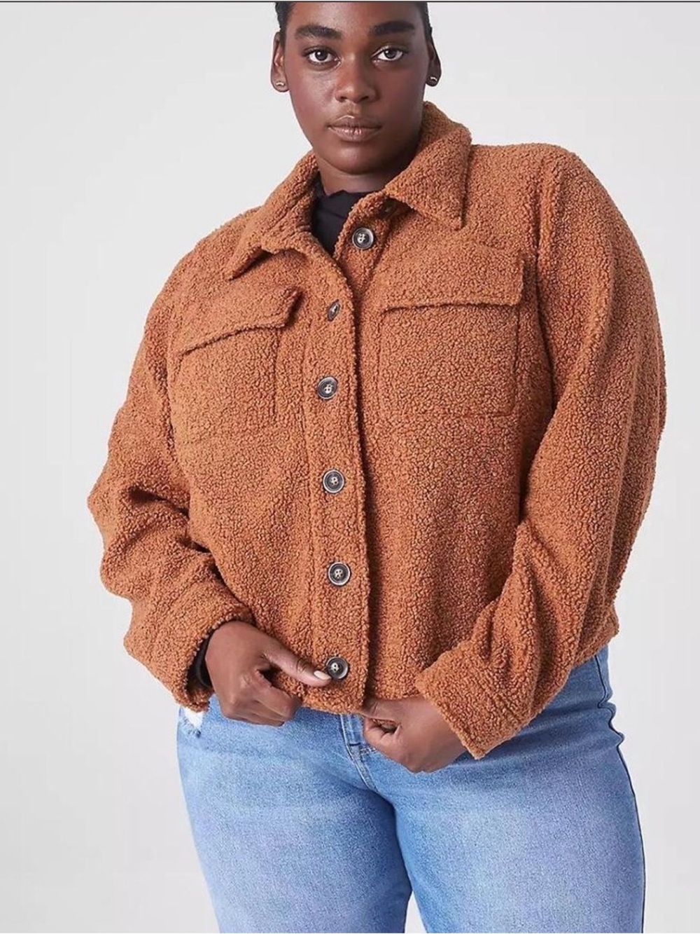 Lane Bryant teddy faux wool cropped Shacket Jacket size 14 16